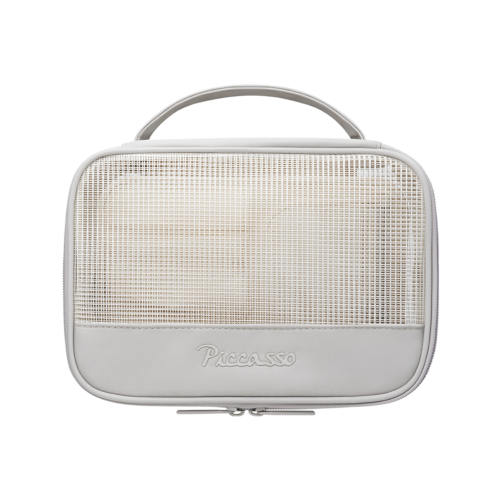 Square Mesh Pouch-Warm gray